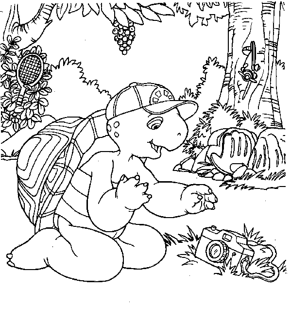 coloriage franklin joue dans les bois